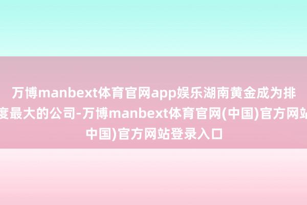 万博manbext体育官网app娱乐湖南黄金成为排位跃升幅度最大的公司-万博manbext体育官网(中国)官方网站登录入口