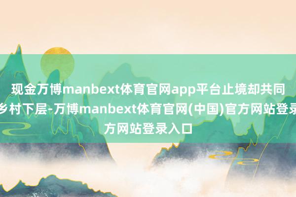 现金万博manbext体育官网app平台止境却共同指向乡村下层-万博manbext体育官网(中国)官方网站登录入口