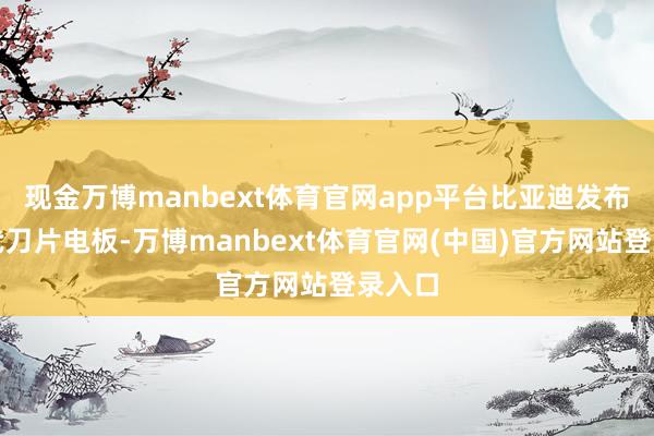 现金万博manbext体育官网app平台比亚迪发布第一代刀片电板-万博manbext体育官网(中国)官方网站登录入口